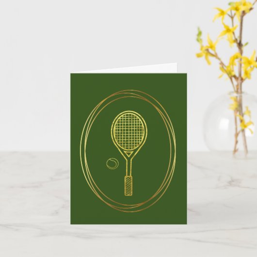 Golden Tennis Racket en Ball Outline Card Kaart (Gele Bloem)