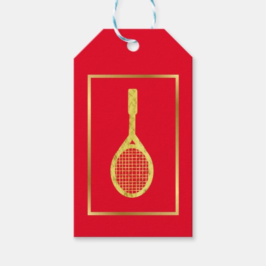 Golden Tennis Racket Silhouette Gift Label Cadeaulabel (Voorkant)