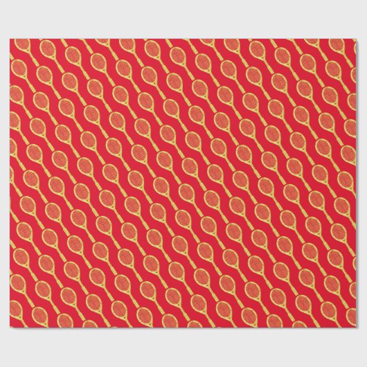 Golden Tennis Rackets Silhouettes Wrapping Paper Cadeaupapier (Vlak)