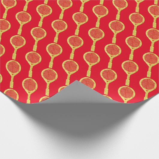 Golden Tennis Rackets Silhouettes Wrapping Paper Cadeaupapier (Hoek)