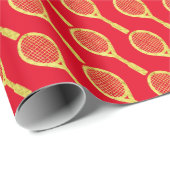 Golden Tennis Rackets Silhouettes Wrapping Paper Cadeaupapier (Rol Hoek)