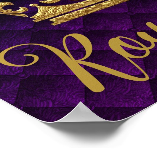 Golden Texture Crown Paarse Royalty Wall Art Print (Hoek)