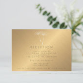 Golden Texture Dandelion Wedding Reception Kaart (Staand voorkant)