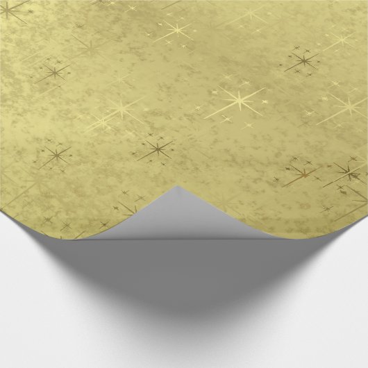 Golden Textured Holiday Kerststerren Cadeaupapier (Hoek)