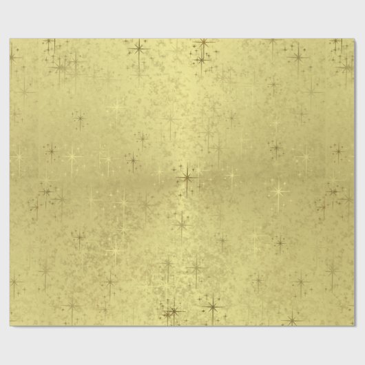 Golden Textured Holiday Kerststerren Cadeaupapier (Vlak)
