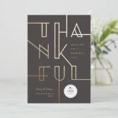 Golden Thankful Lines Stylish Typography Business Feestdagenkaart (Staand voorkant)