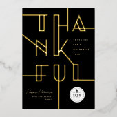 Golden Thankful Lines Stylish Typography Business Folie Feestdagenkaart (Voorkant)