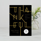 Golden Thankful Lines Stylish Typography Business Folie Feestdagenkaart (Staand Voorkant)