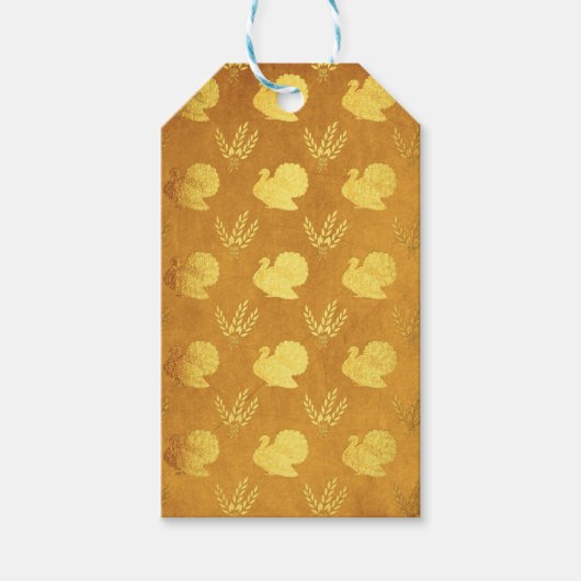 Golden Thanksgiving met Turkije Cadeaulabel (Voorkant)