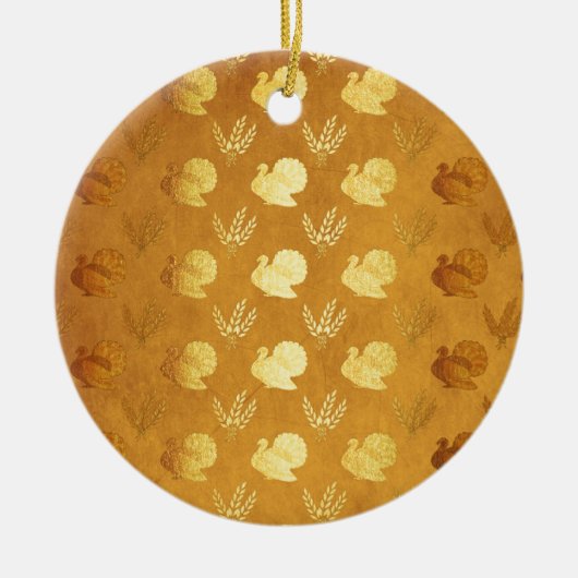 Golden Thanksgiving met Turkije Keramisch Ornament (Voorkant)