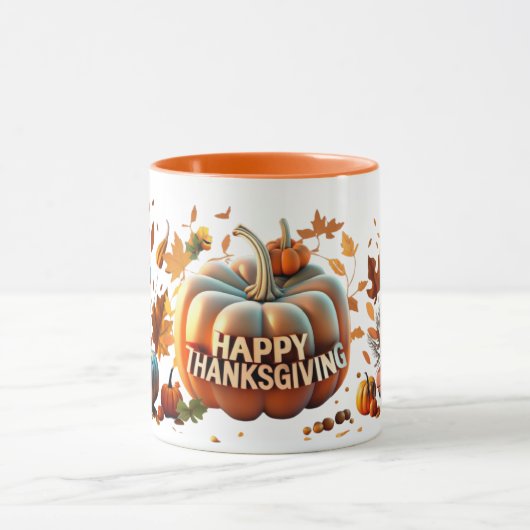 Golden Thanksgiving Pumpkin Mok (Midden)