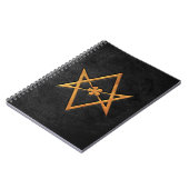 Golden Thelemic Unicursal Hexagram Black Leather Notitieboek (Linkerzijde)