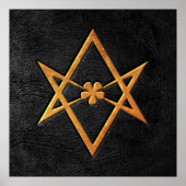 Golden Thelemic Unicursal Hexagram Black Leather Poster (Voorkant)