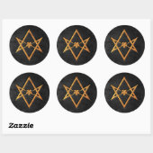 Golden Thelemic Unicursal Hexagram Black Leather Ronde Sticker (Vel)