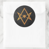 Golden Thelemic Unicursal Hexagram Black Leather Ronde Sticker (Tas)