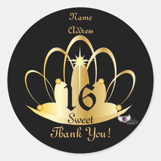 Golden Tiara Sweet, 16 Sticker-aanpassen Ronde Sticker (Voorkant)