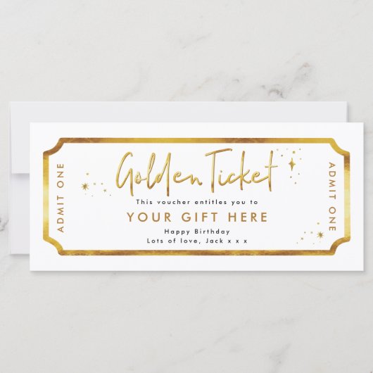 Golden Ticket Birthday Voucher (Voorkant)