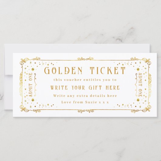 Golden Ticket Birthday Voucher Ticket (Voorkant)