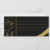 Golden Ticket Black en Gold Invitation Flat Card (Achterkant)