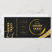 Golden Ticket Black en Gold Invitation Flat Card (Voorkant)