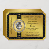 Golden Ticket Gold Masquerade Party Kaart (Voorkant / Achterkant)