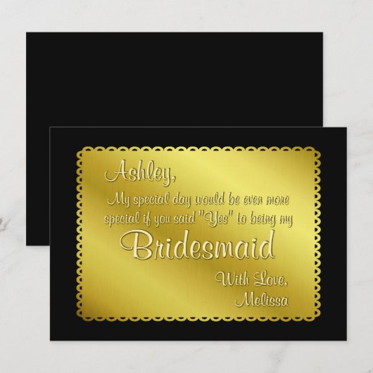 Golden Ticket Kijk, jij bent mijn Bridesmaid Kaart (Voorkant / Achterkant)