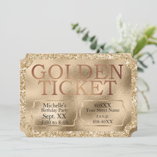 Golden TICKET Special Event Kaart (Staand voorkant)