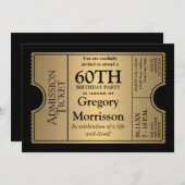 Golden Ticket Style 60th Birthday Party Invite Kaart (Voorkant / Achterkant)