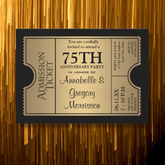 Golden Ticket Style 75th Wedding Jubileum Party Kaart