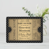 Golden Ticket Style Zwart Goud Meisje Baby shower Kaart (Staand voorkant)
