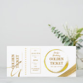 Golden Ticket White en Gold Invitation Flat Card (Staand voorkant)