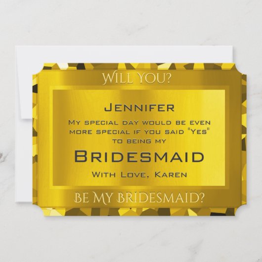 Golden Ticket zal je mijn Bridesmaid zijn Kaart (Voorkant)