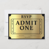 Golden Ticket Zwart & Goud Trouwen RSVP (Voorkant)