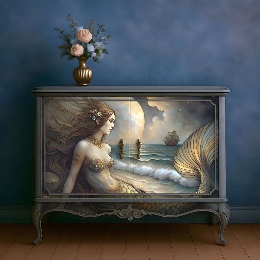 Golden Tides Mermaid Beauty Decoupage Tissuepapier