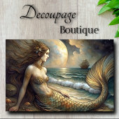 Golden Tides Mermaid Beauty Decoupage Tissuepapier