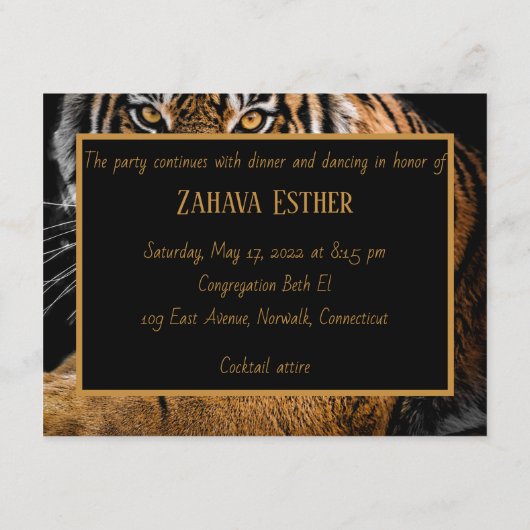 Golden Tiger Enclosure Card Informatiekaartje (Achterkant)