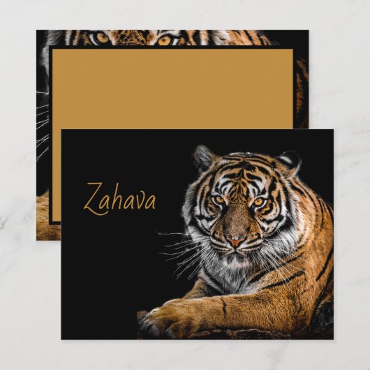Golden Tiger Flat Bedankt Opmerking Kaart (Voorkant / Achterkant)