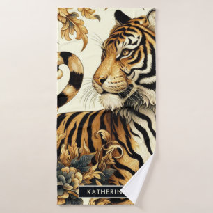 Golden Tiger schilderij Badhanddoek