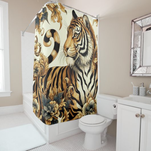  Golden Tiger schilderij Douchegordijn (In situ)