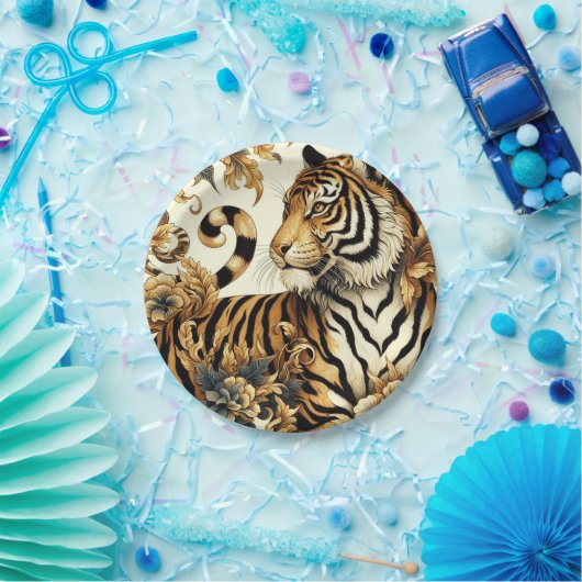  Golden Tiger schilderij Papieren Bordje (Feest)