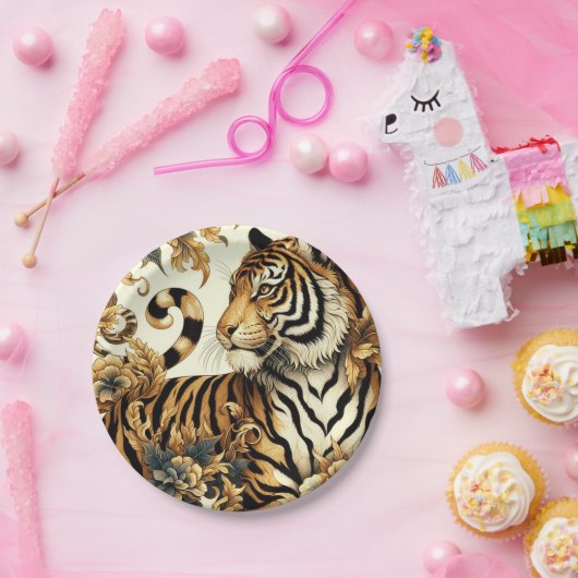  Golden Tiger schilderij Papieren Bordje (Feest)