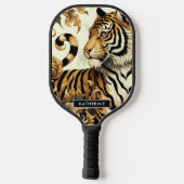 Golden Tiger schilderij Pickleball Paddle (Achterkant)