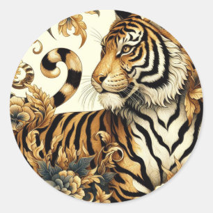  Golden Tiger schilderij Ronde Sticker