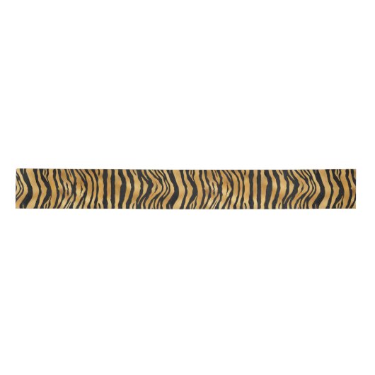 Golden Tiger Stripes | Bold Wild Animal Pattern Satijnen Lint (Voorkant)