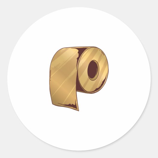 Golden Toilet Paper Ronde Sticker (Voorkant)