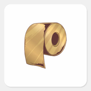 Golden Toilet Paper Vierkante Sticker