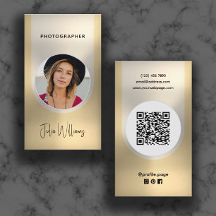 Golden tone faux metallic fotograaf visitekaartje