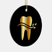 Golden Tooth met bladeren Keramisch Ornament (Rechts)