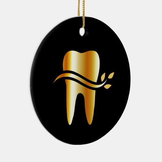 Golden Tooth met bladeren Keramisch Ornament (Rechts)