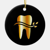 Golden Tooth met bladeren Keramisch Ornament (Voorkant)